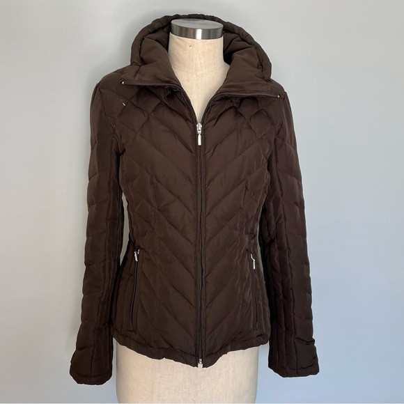 ❌SOLD❌ Nine West Down Jacket, Chocolate Brown & Silver Hardware, Small - Picture 1 of 3